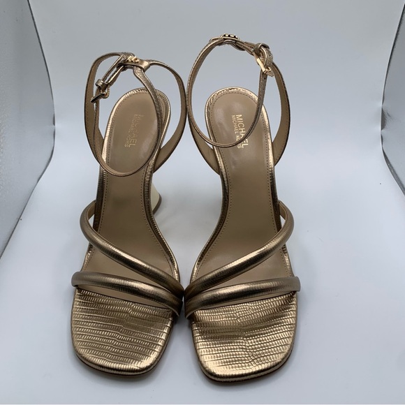 NWB Michael Kors Nadina Metallic Lizard Embossed Leather Wedge Sandal 8.5M 1893 - Picture 7 of 11